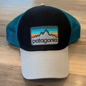 Patagonia Black and Teal Trucker Hat